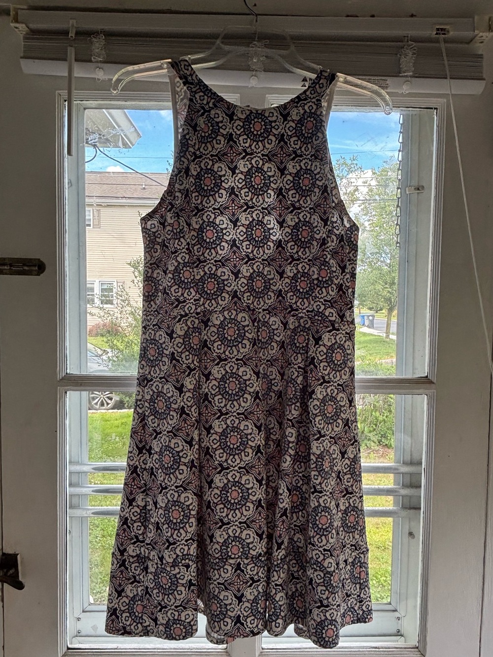 Navy, Pink, & White Sleeveless Fit-and-Flare Mini Dress